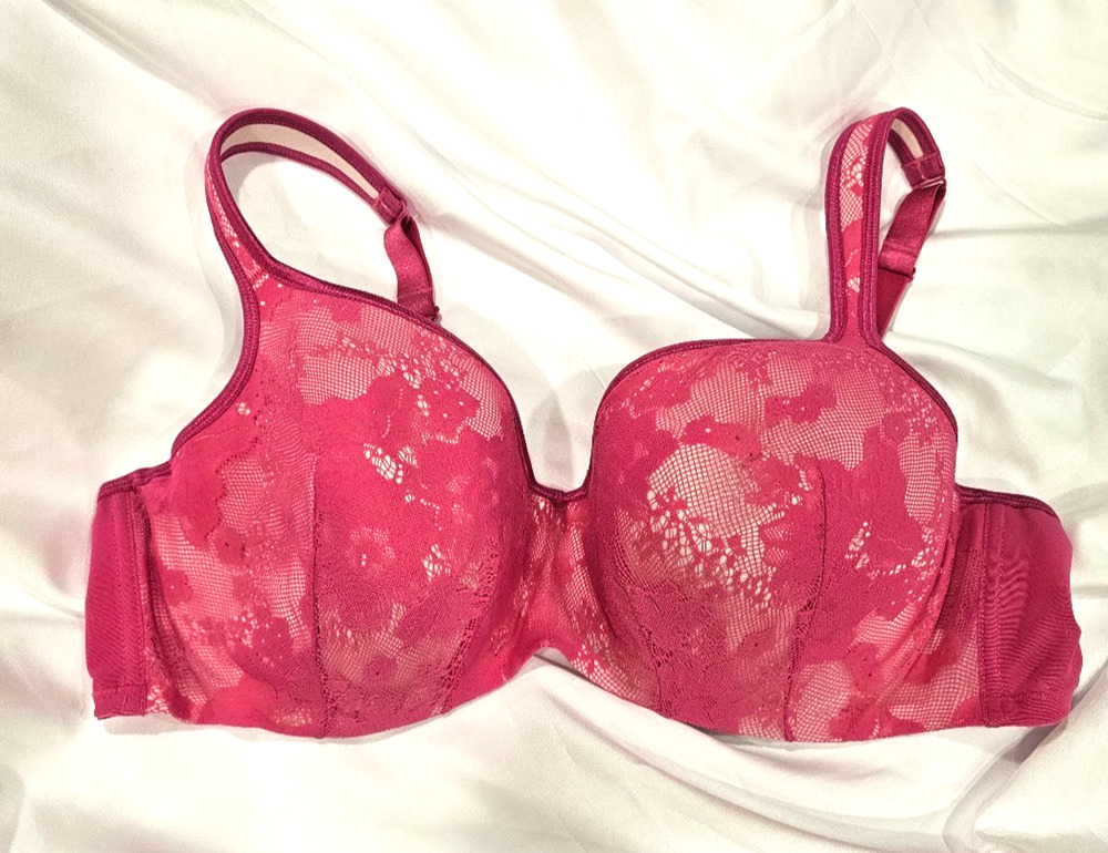 Cacique Eyelet Floral Lace BALCONETTE Bright Fuchsia Pink 46C